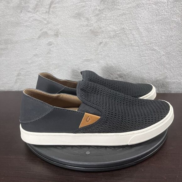 Olukai Pehuea Shoes Women Sz 10 Black Mesh Loafers Slip On Casual Sneakers - Picture 1 of 10
